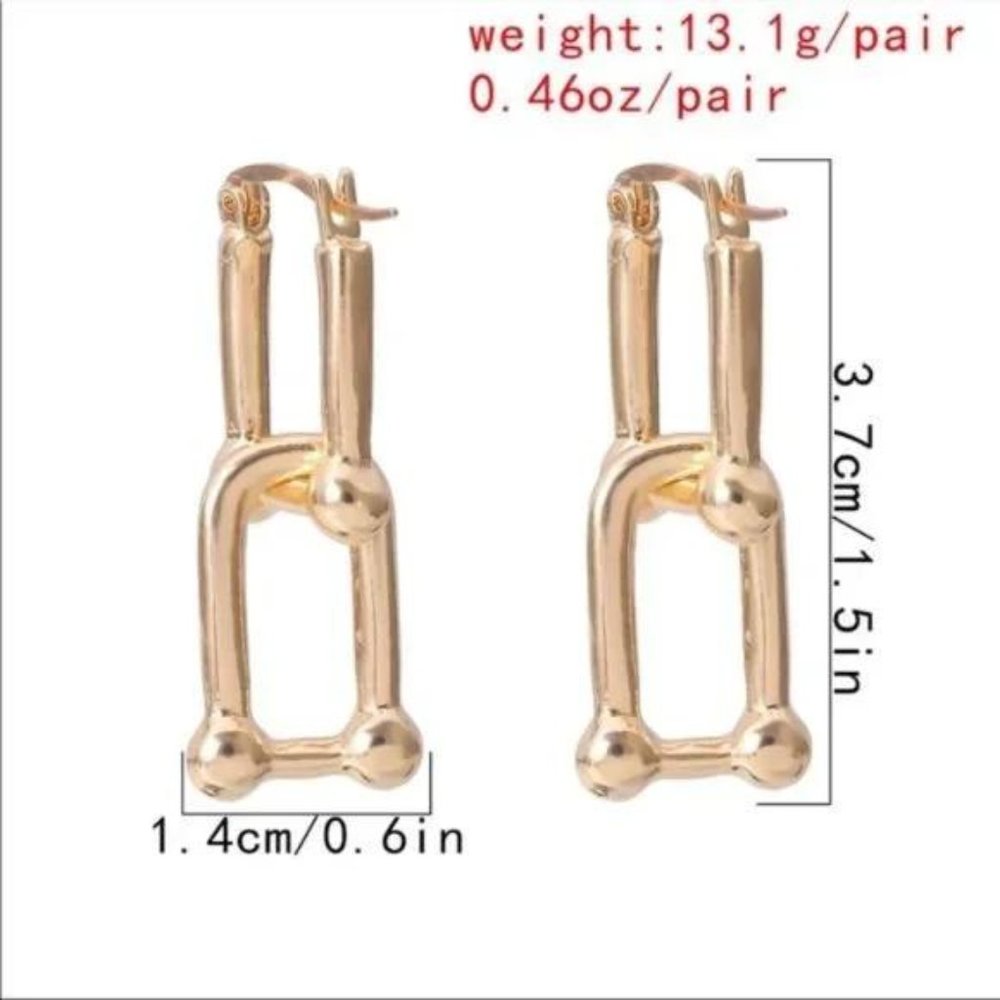 NEW 18K GOLD PUNK LOCK CLIP EARRINGS, BEAUTIFUL EARRINGS, CUTE EARRINGS. - Picture 4 of 5